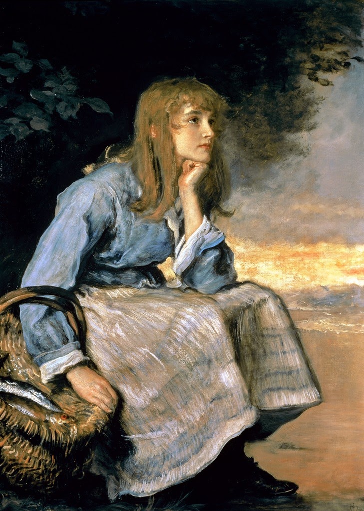 Painting of a blonde girl looking wistful